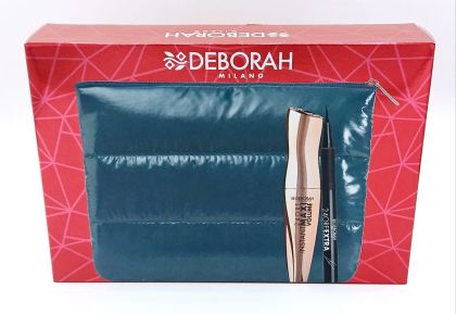 Set Mascara Deborah 24h Instant Maxi Volume Black, 12 ml + Eyeliner 24h Extra