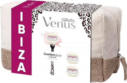 Aparat de ras pentru femei Gillette Venus Extra Comfort Glide, Special Edition Ibiza+ 2 Lame de rezerva + pochette de calatorie