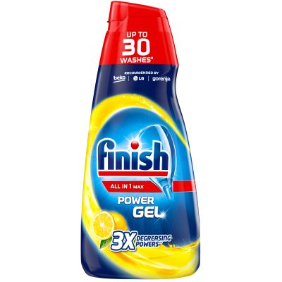 Detergent pentru masina de spalat vase Finish All in One Max Power Gel Lemon, 600 ml