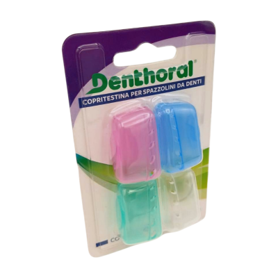 Set 4 protectie periuta dinti, Denthoral, universal, multicolor, 4 buc.