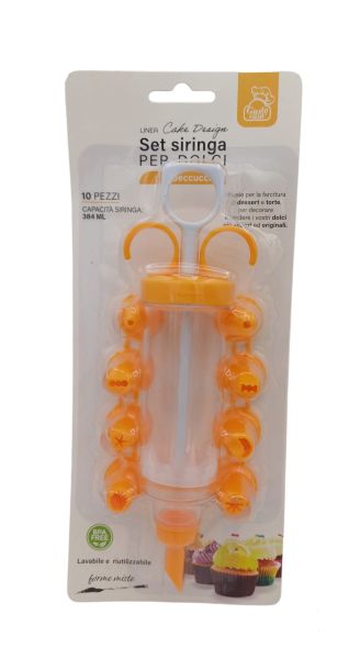 Seringa pentru decorarea prajiturilor, 9 varfuri, plastic transparent, 384 ml